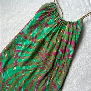 Milly Green and Gold Strappy Dress